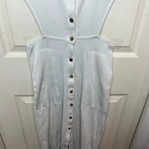 Free People Beach Bodycon Button Beige Strappy Backless Dress Large - Picture 3 of 10